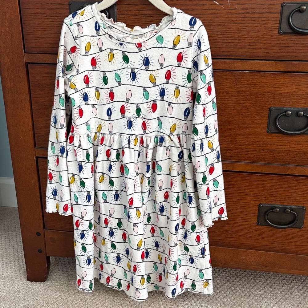 Festive Holiday Lights Dress by Hanna Andersson - size 6-7